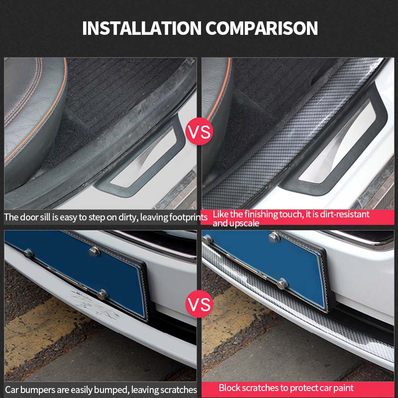 Update Car Sticker Carbon Fiber Vinyl 3D Stickers Decals Anti Scratch Protective Strip Film Automobiles Cars Door Sill Trunk Bumper Protector