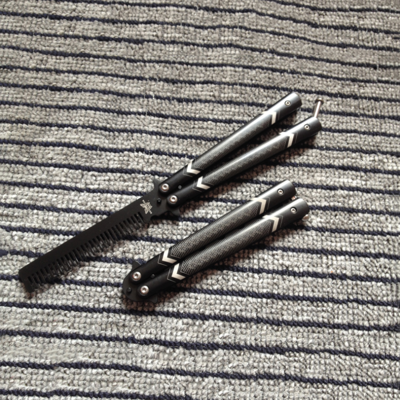 Retro Pattern Butterfly Training Knife Combs Foldable Pocket Camping Travel Sports Hair Brush Children Christmas Gift UN826