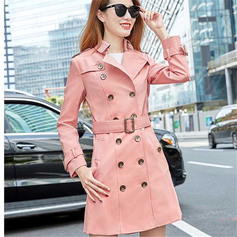2020Fashion Double Breasted Mid-long Trench Coat Women Pink Slim Belt Cloak Windproof Waterproof Belt Women Coat LR155
2020Fashion Double Breasted Mid-long Trench Coat Women Pink Slim Belt Cloak Windproof Waterproof Belt Women Coat LR155