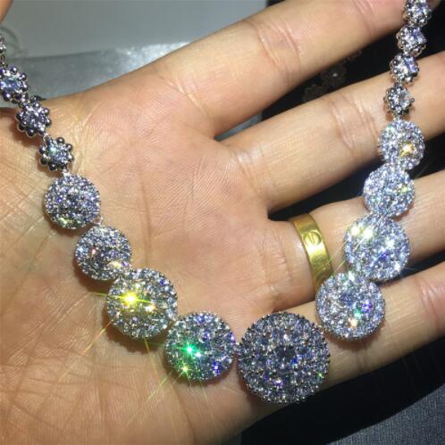 Vecalon Dexule waltz Necklace White Gold Filled 5A cz Evening Party necklaces for Women Bridal Wedding Accessories Jewelry