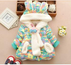 Cute Rabbit Baby Winter Jacket Thick Cotton-Padded Baby Girl Outerwear Infant Baby Boys Parka Toddler Girls Snow Wear WL1176