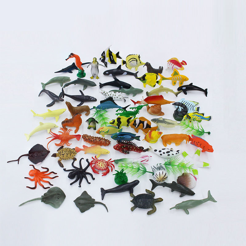 64 Pieces/Lot Mini Marine Animals Model Toys Decorative Props Simulation Marine Organisms Models Ornaments Decorations Kids Learning Educational Toys 