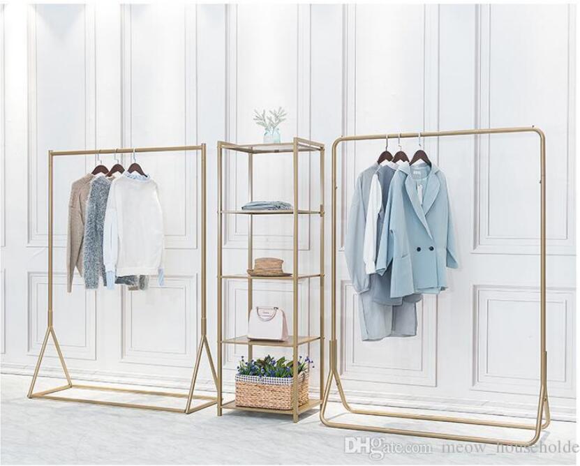 Landing coat hanger Bedroom Furniture Custom color Golden clothing racks in cloth stores Simple display of men's and women's clothes Undergr