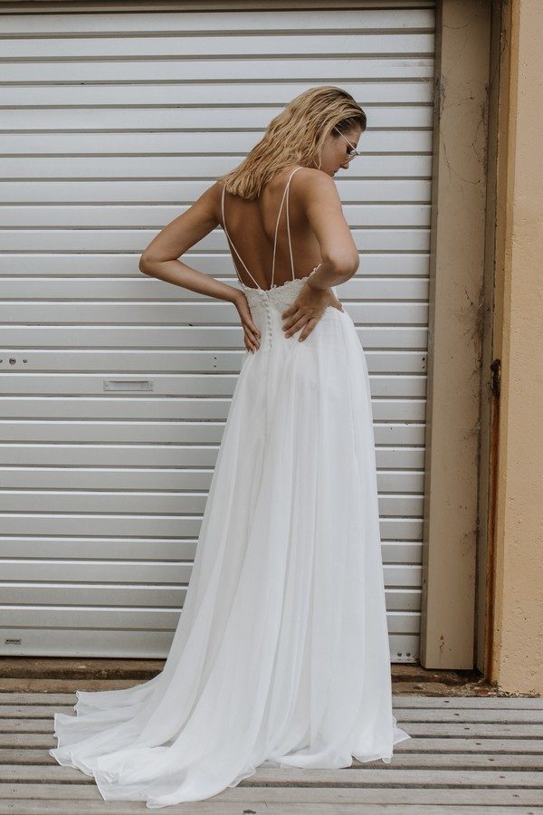 bohemian beach chiffon wedding dresses lace appliqued boho sapghetti strap lihi hod bridal gowns cheap a line wedding dress