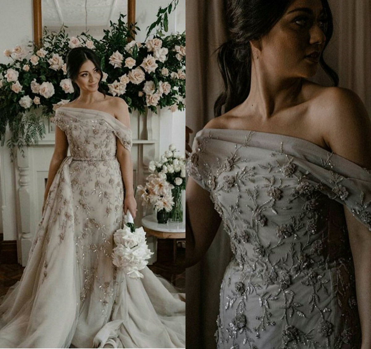 elegant party dresses offshoulder sleeveless appliqued sequins beaded evening dress cheap sweep train custom made party gown hot sell