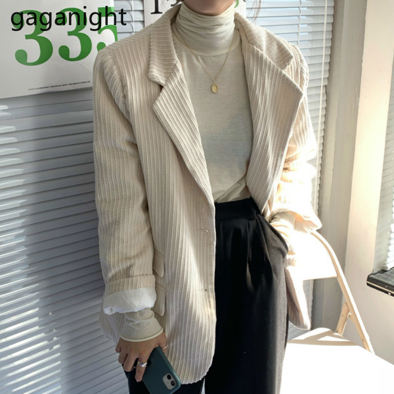 Gaganight Corduroy Women Blazer Casual Loose New Spring Autumn Thick Coat Lady Chic Solid Tops Outwear Blazers Ropa Mujers 2020, Black
Gaganight Corduroy Women Blazer Casual Loose New Spring Autumn Thick Coat Lady Chic Solid Tops Outwear Blazers Ropa Mujers 2020, Black