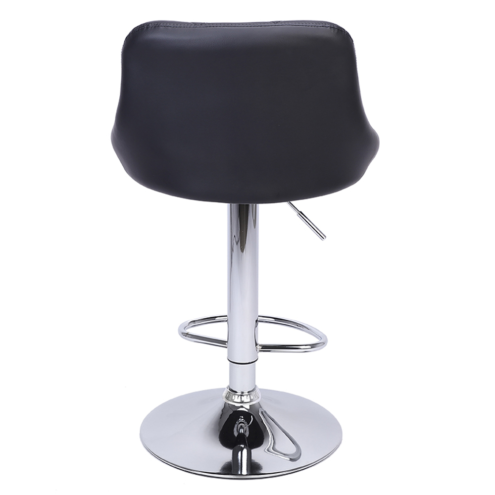 2pcs Adjustabl High Type with Disk No Armrest Rhombus Backrest Design Bar Stools Black