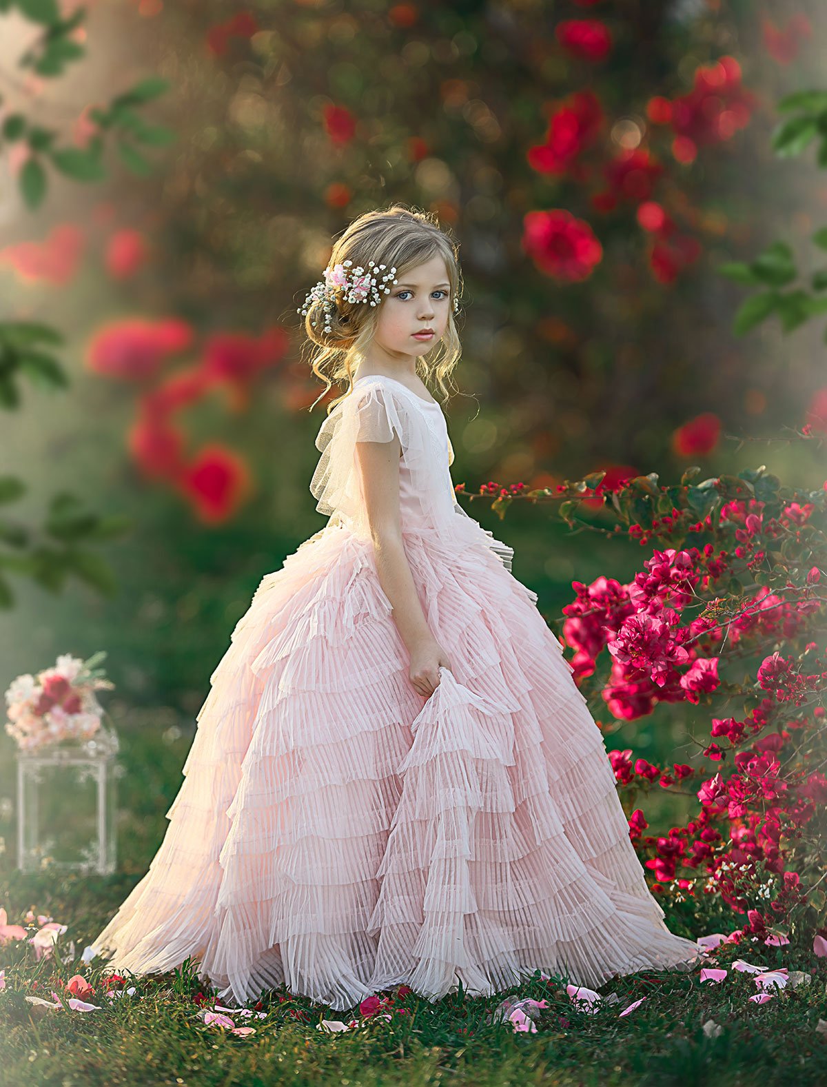 2019 Pink Beach Flower Girl Dresses Jewel Neck Boho First Communion Dress For Little Girl Cap Sleeves A-Line Cheap Kids Wedding Dress