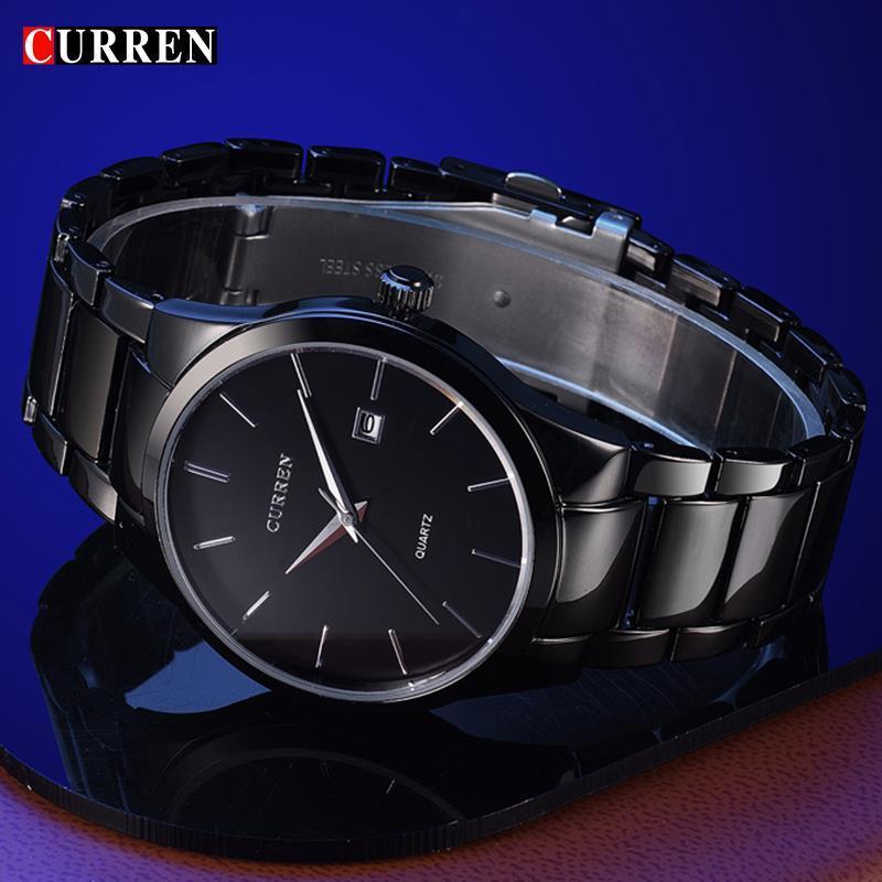 Curren 8106 Men 30m Waterproof Sports Casual Watches Mens Hour Date Month Stainless Steel Quartz Watches Relogio Feminino Black Y19051403