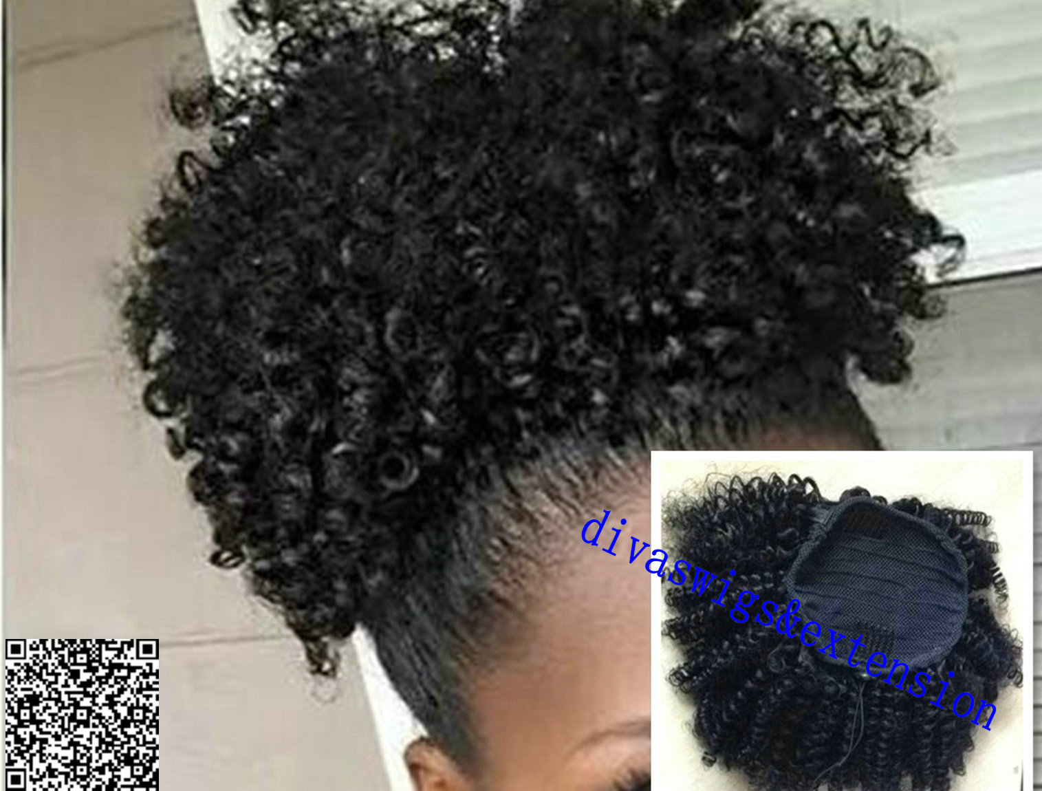 Afro kinky ponytail chignon updo clip in pony tail human hair extension 120g natural hair puff