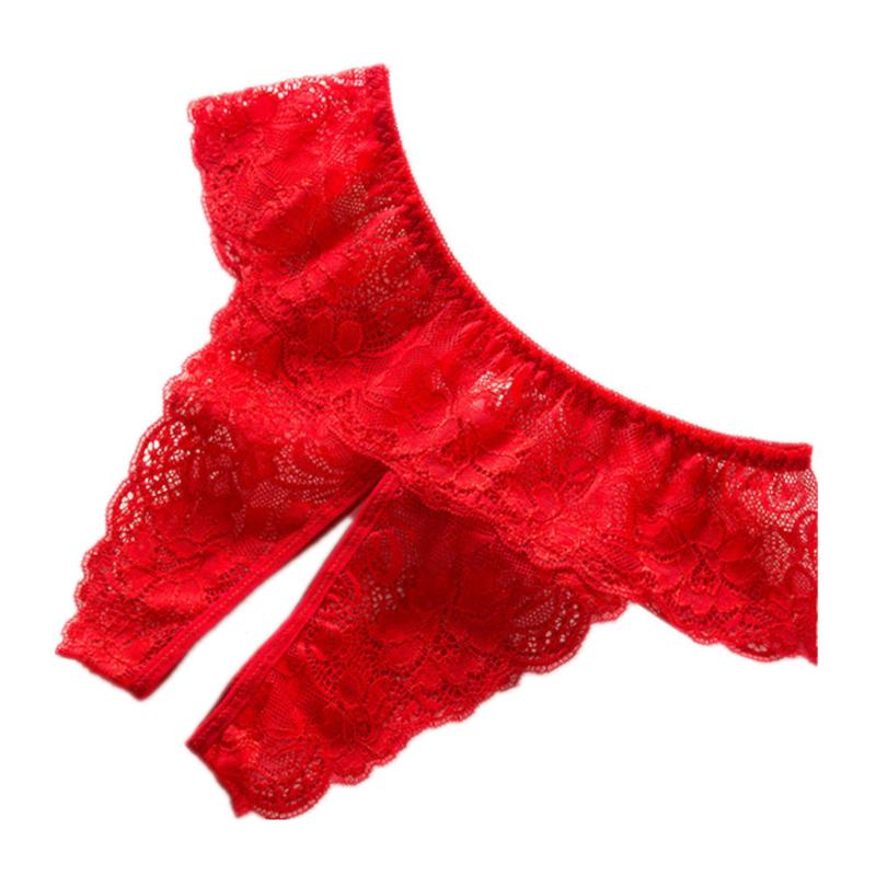 Women's Panties M-4XL Open Crotch Underwear Porn Lace Transparent Women Plus Size G String Crotchless Female Underpants Sex Thong Tanga
