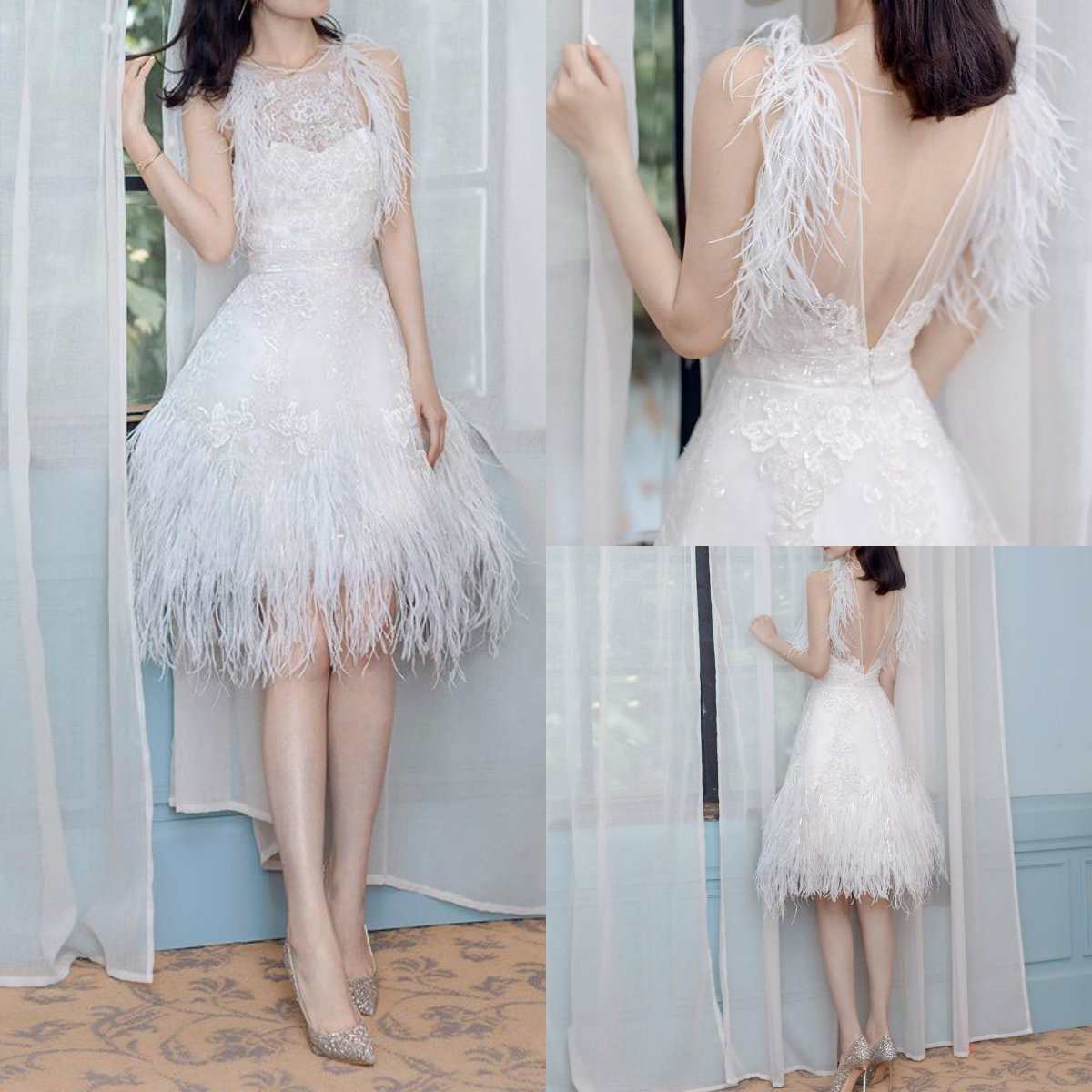 Modest A Line Wedding Dresses Jewel Neck Sleeveless Appliques Beads Feathers Tulle Plus Size Wedding Dress Knee Length Robes De Mariée, Fuchsia
Modest A Line Wedding Dresses Jewel Neck Sleeveless Appliques Beads Feathers Tulle Plus Size Wedding Dress Knee Length Robes De Mariée, Fuchsia