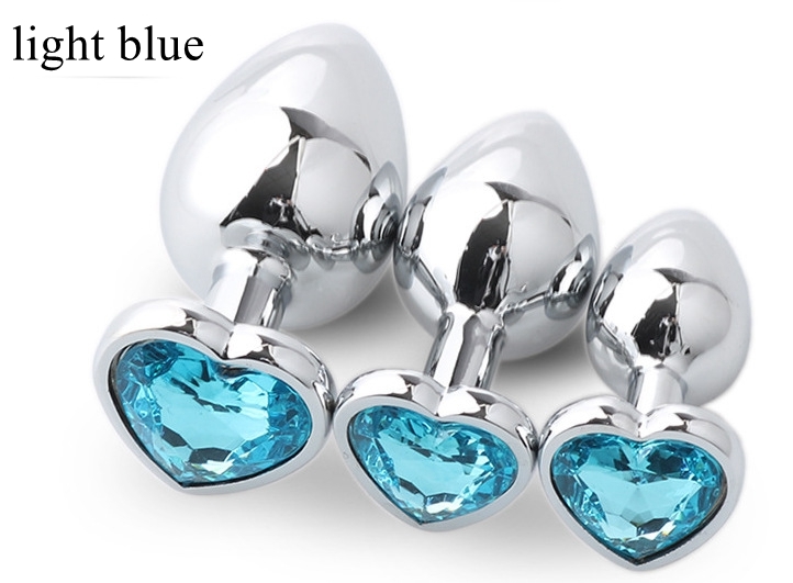 3pcs/Set Metal Butt Plug Heart-shaped Anal Plug Beads Crystal Heart Stimulator Sex Toys Dildo Anal Plug Gay Sex Products Y200421