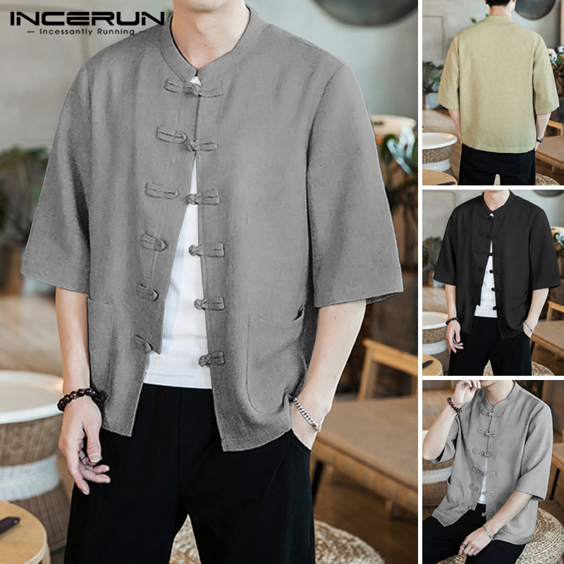 Men Chinese Style Retro Shirts Man Causal Half Sleeve Kimono Stand Collar Solid Color Cloak Vintage Loose Cardigan Plus Size, Beige
Men Chinese Style Retro Shirts Man Causal Half Sleeve Kimono Stand Collar Solid Color Cloak Vintage Loose Cardigan Plus Size, Beige