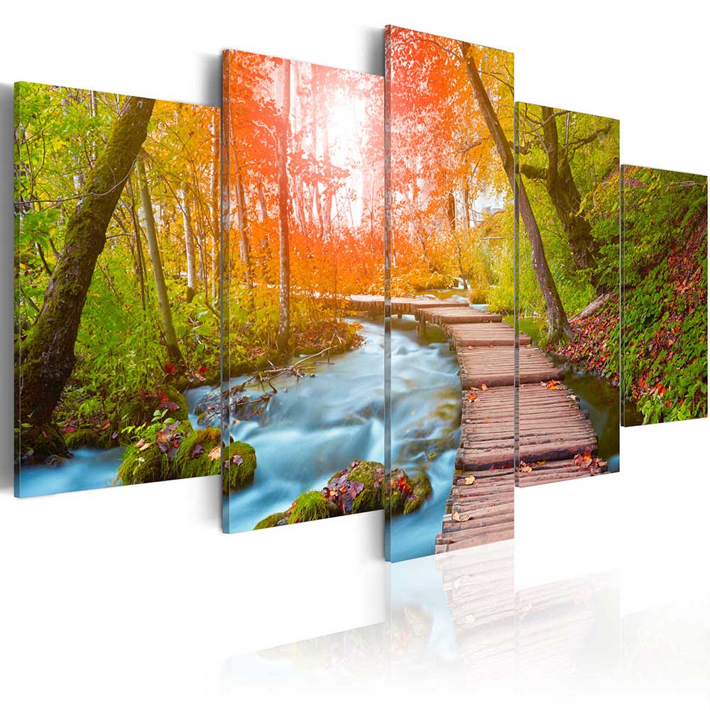 Forest Flowing Water Canvas Painting Tree Scenery Landscape Painting Nature Pictures Cuadros Wall Art Home Decor For Living Room Unframed