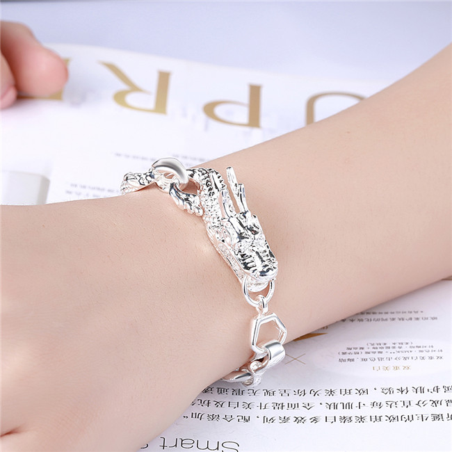 Hot sale best gift 925 silver Big White Dragon Bracelet - Men DFMCH036,brand new fashion 925 sterling silver plated Chain link bracelets