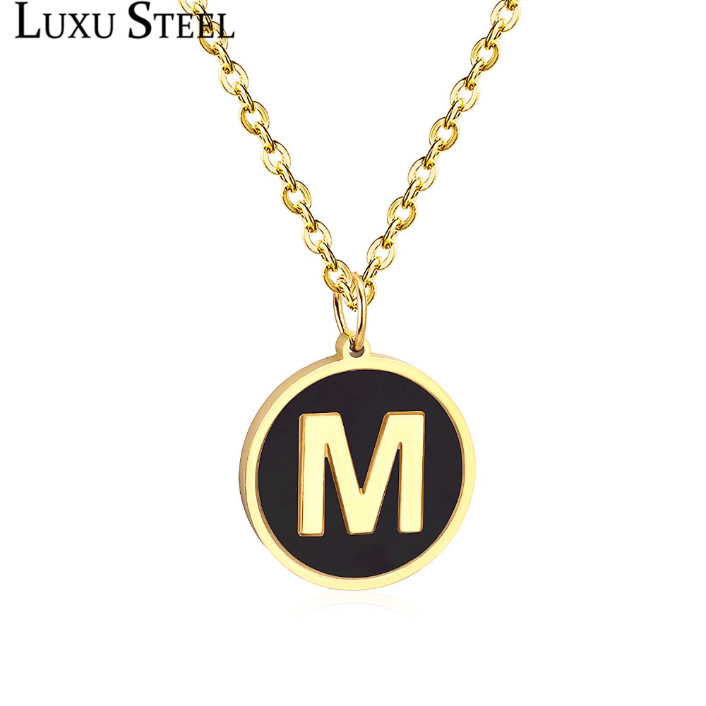 LUXUSTEEL Gold Black Shell Letter Necklace Pendant Necklace Alphabet Stainless Steel Choker Initial Best Friend Collier
LUXUSTEEL Gold Black Shell Letter Necklace Pendant Necklace Alphabet Stainless Steel Choker Initial Best Friend Collier