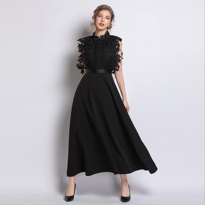 2019 black lace vintage dresses stand collar women' dress spring black long dress Street Style Dresses
2019 black lace vintage dresses stand collar women' dress spring black long dress Street Style Dresses