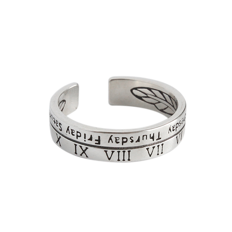 ON SALE High quality 925 sterling silver fashion jewelry vintage style designer Roman numeral open band ring free shipping free shipping