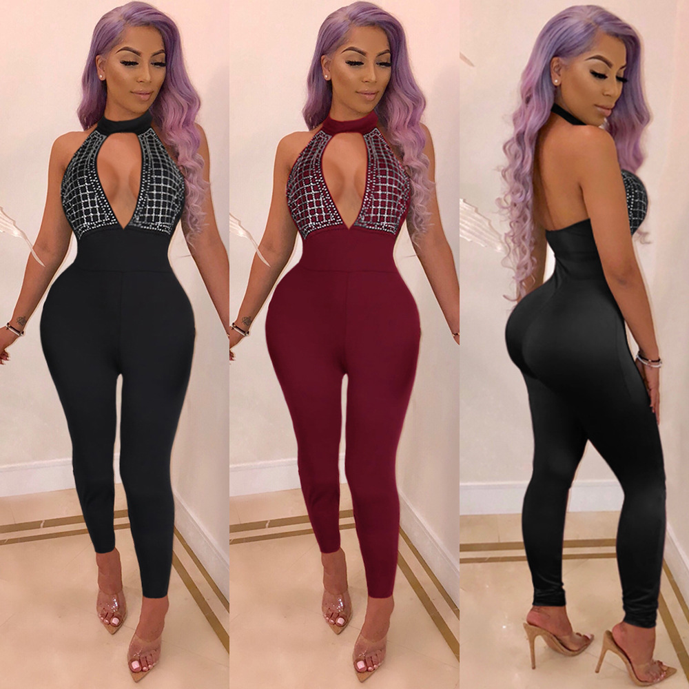 Women Sexy Club Jumpsuits Rompers Plaid Rhinestone Bodysuits Halter Hollow Deep V Mesh Patchwork Skinny Cocktail Party Catsuits, Black;white
Women Sexy Club Jumpsuits Rompers Plaid Rhinestone Bodysuits Halter Hollow Deep V Mesh Patchwork Skinny Cocktail Party Catsuits, Black;white