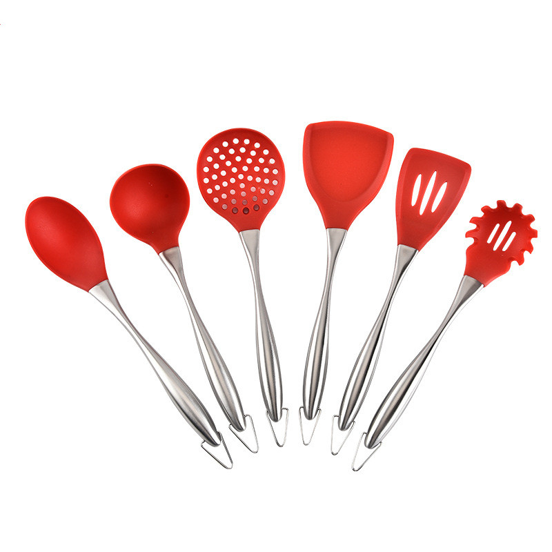 Non-Stick Silicone camping cookware Kitchen Cooking Stainless Steel Utensil Tong Spoon Spatula with Handle Safe for Pots Pans
Non-Stick Silicone camping cookware Kitchen Cooking Stainless Steel Utensil Tong Spoon Spatula with Handle Safe for Pots Pans