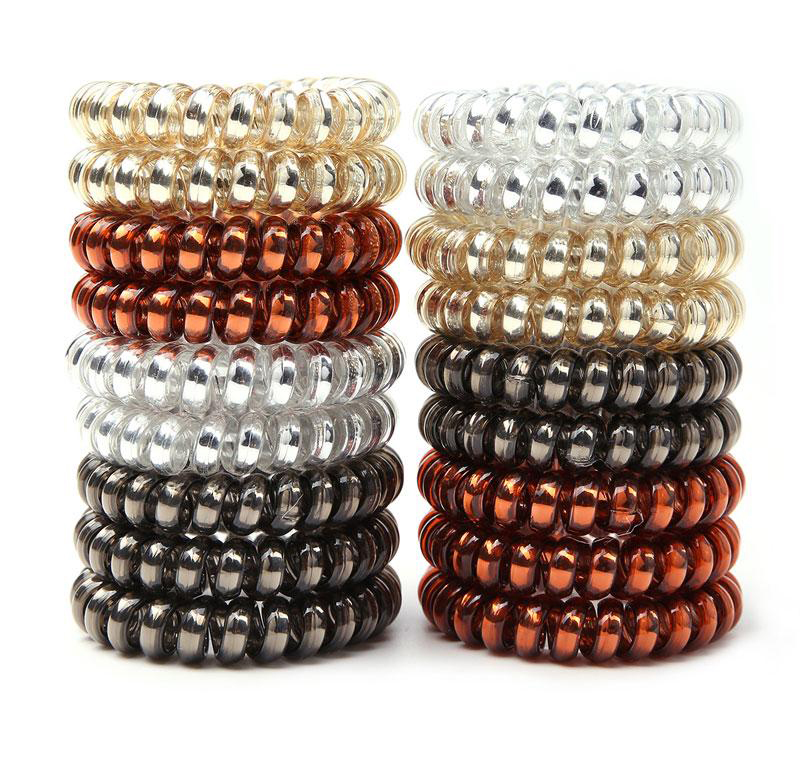 Mixed color Telephone Wire Cord Gum Hair Tie Girls Elastic Hair Band Ring Rope Bracelets Stretchy Scrunchy Jewelry