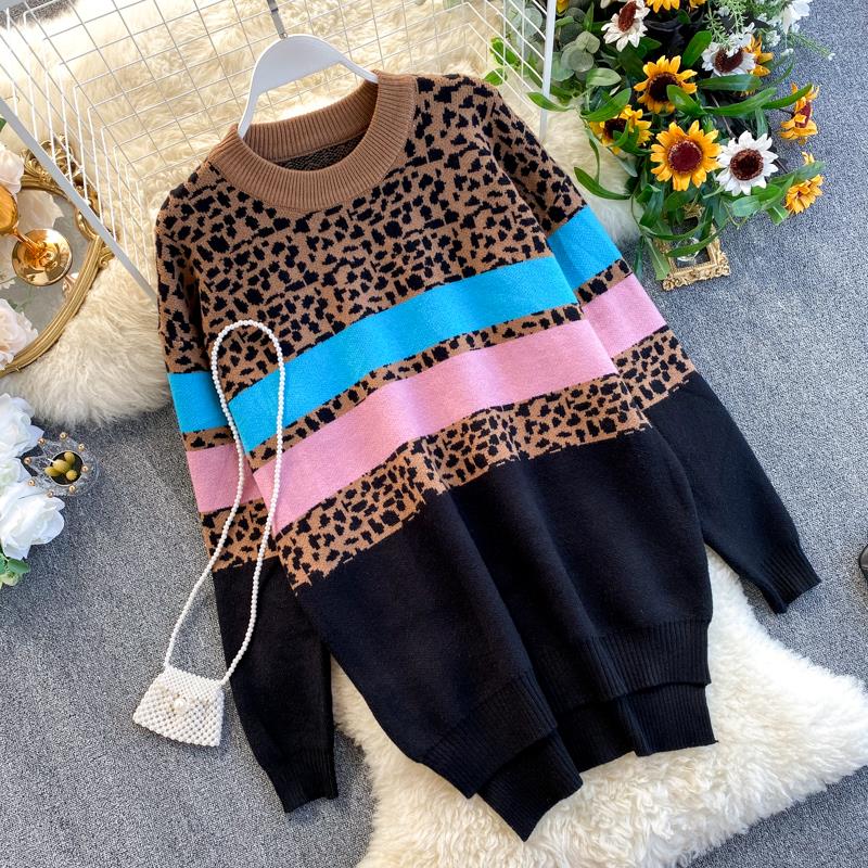 Leopard Sweater Women O Neck Long Sleeve Pullovers Casual Vintage Loose Tops Korean Streetwear Pull Femme, Blue
Leopard Sweater Women O Neck Long Sleeve Pullovers Casual Vintage Loose Tops Korean Streetwear Pull Femme, Blue