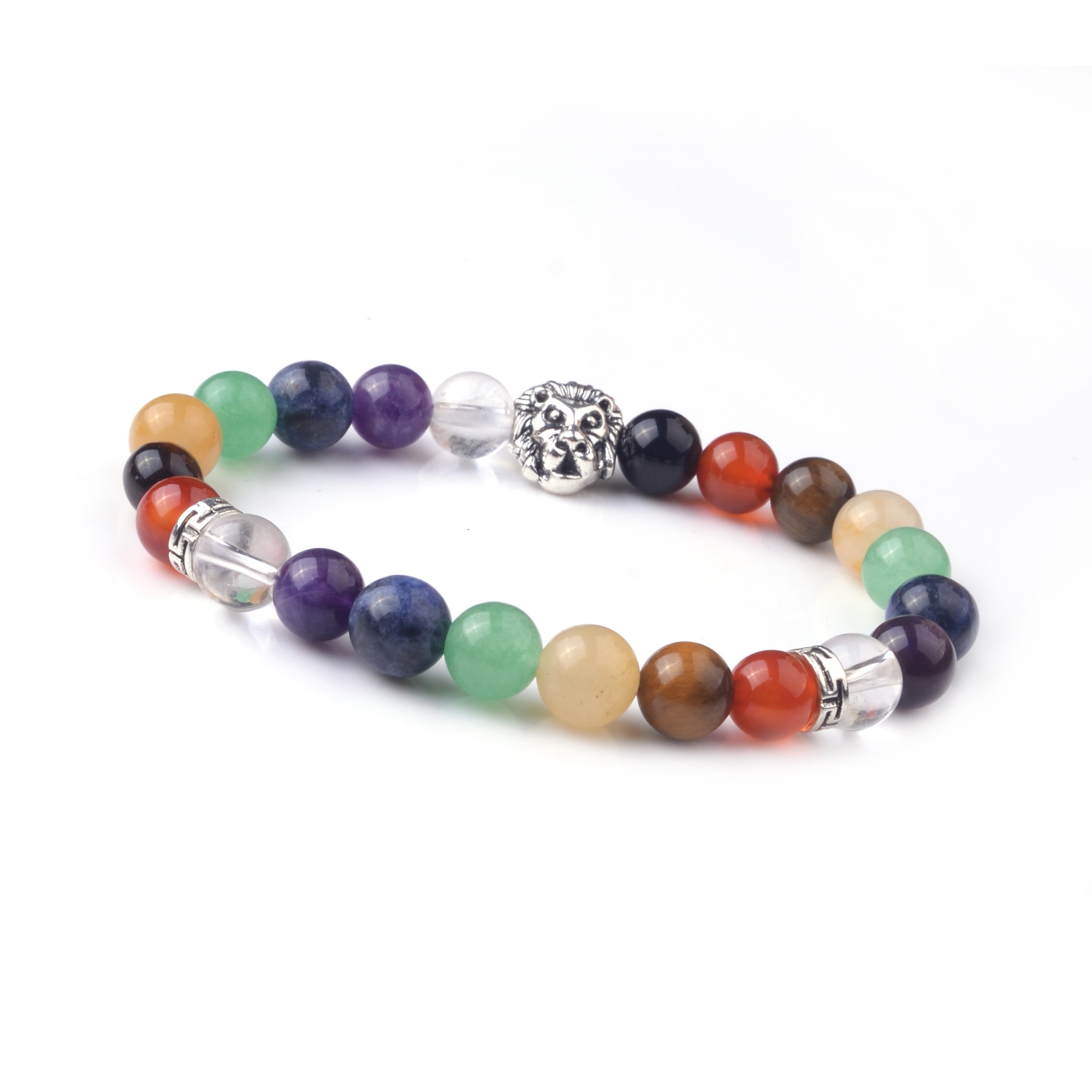7 jewel chakra lion head gemstone bracelet men and women healing treatment yoga bracelet