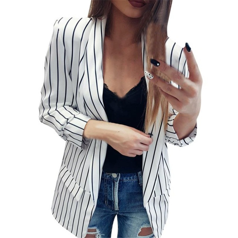 2019 Fashion New Women Casual Black and White Striped Blazer Coat Top Lapel Cardigan Long Sleeve Outwear Jacket Jaqueta Feminina
2019 Fashion New Women Casual Black and White Striped Blazer Coat Top Lapel Cardigan Long Sleeve Outwear Jacket Jaqueta Feminina
