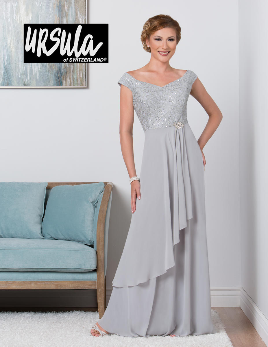 Ursula Mother Of The Bride Dresses Off The Shoulder A Line High Waist Belt Light Grey Evening Dress Sequins Elegant Formal Party Gowns