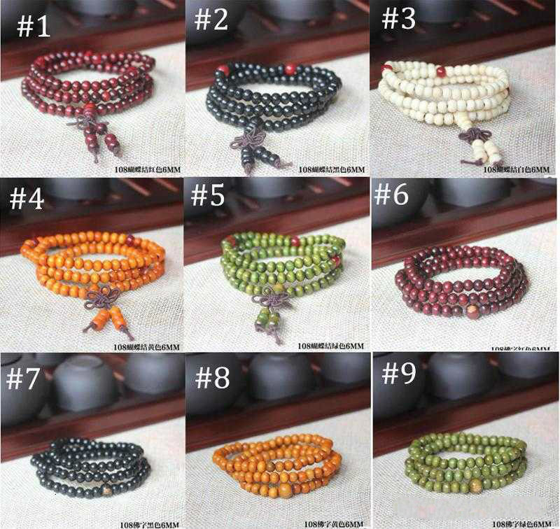 Hot sales 108*6mm Natural Sandalwood Buddhist Buddha Meditation 108 beads Wood Prayer Bead Mala Bracelet Women Men jewelry