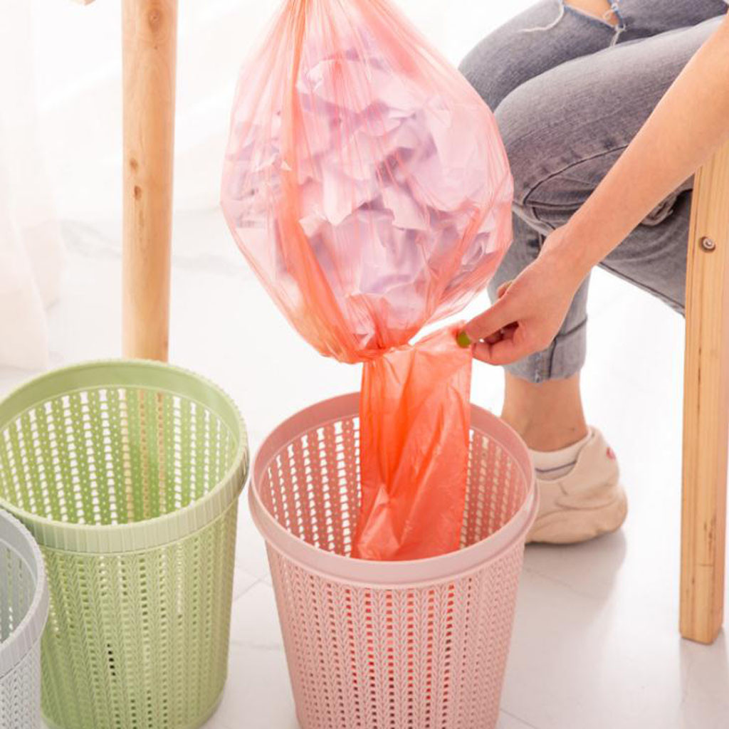 Rattan Styled Trash Can With Self-Replacing Garbage Bag Storage Kitchen Waste Rubbish Garbage Bin Trash can for Bathroom Toilet