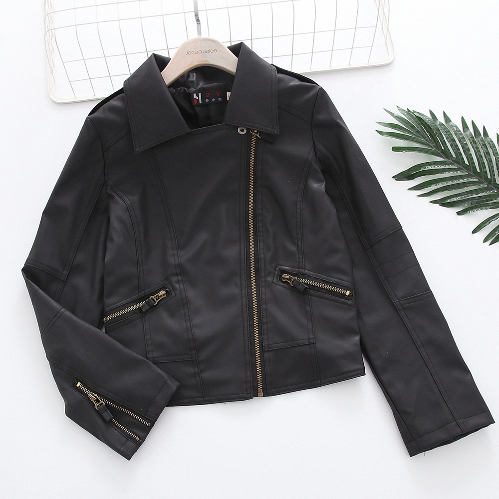 Women Autumn Winter Zipper Soft Leather Jackets Female Black Slim Cool Lady PU Leather Jackets Fashion Short Faux Leather Coat