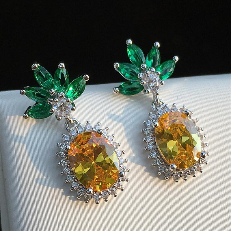Sterg Pineapple Drop Earrings | Sier Cubic Zirconia Jewelry for Women