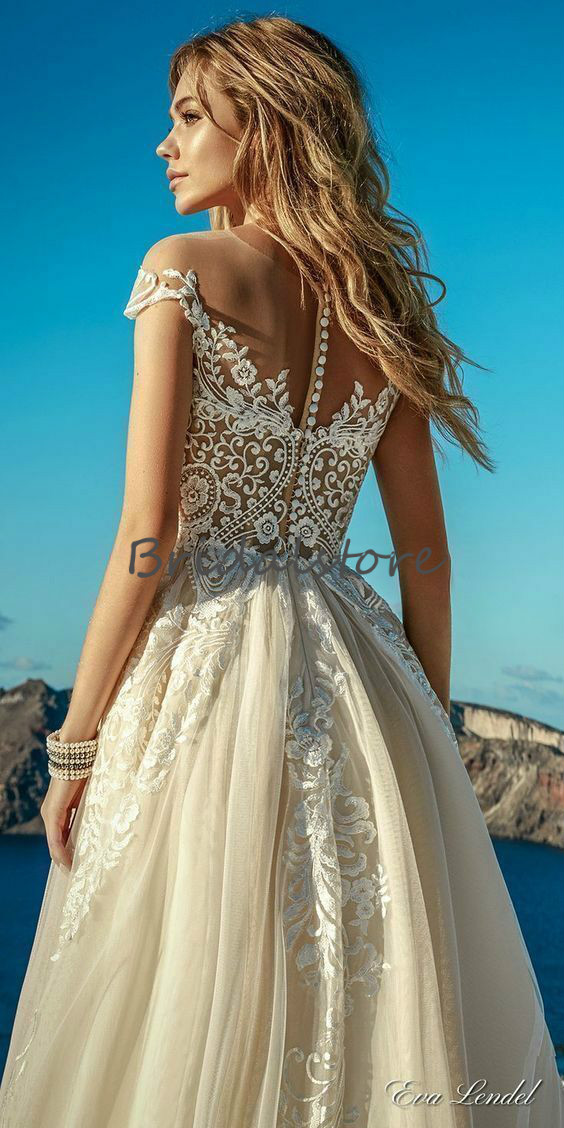 Fairy Tale Champagne Beach Wedding Dresses Destination Off The Shoulder Lace Boho Cheap Bohemian Wedding Dress 2019 Robes de mariée bohème