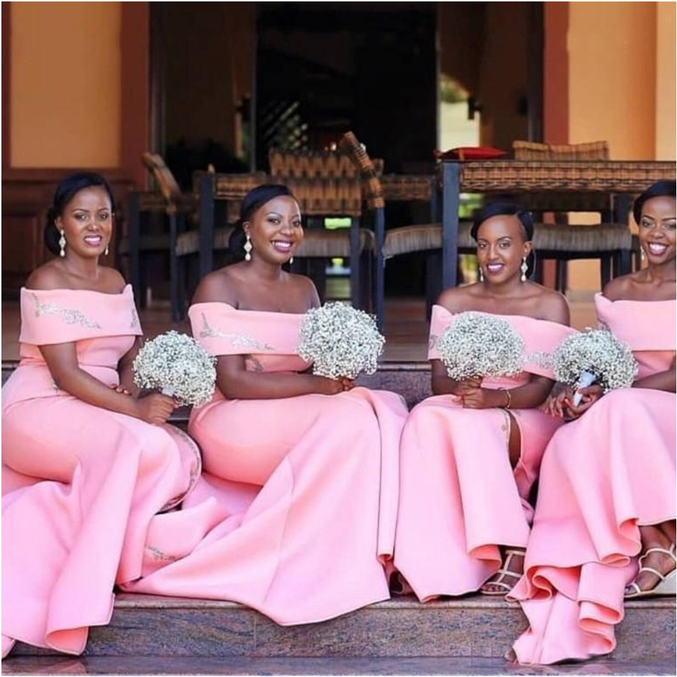 2020 African Mermaid Long Bridesmaid Dresses Lace Applique Split Wedding Guest Maid Of Honor Bridesmaids Dresses Formal Dresses evening gown