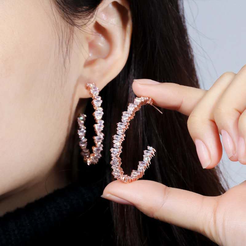 Women Cubic Earrings for Party Wedding White Gold Rose Gold Plated CZ Earrings for Girls Women Nice Gift