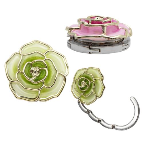 New Zinc alloy Hanger Rose Shape Foldable Bag Purse Hook Portable Rose Table Hook for Bag Creative Multiple Bag Desk Hanger