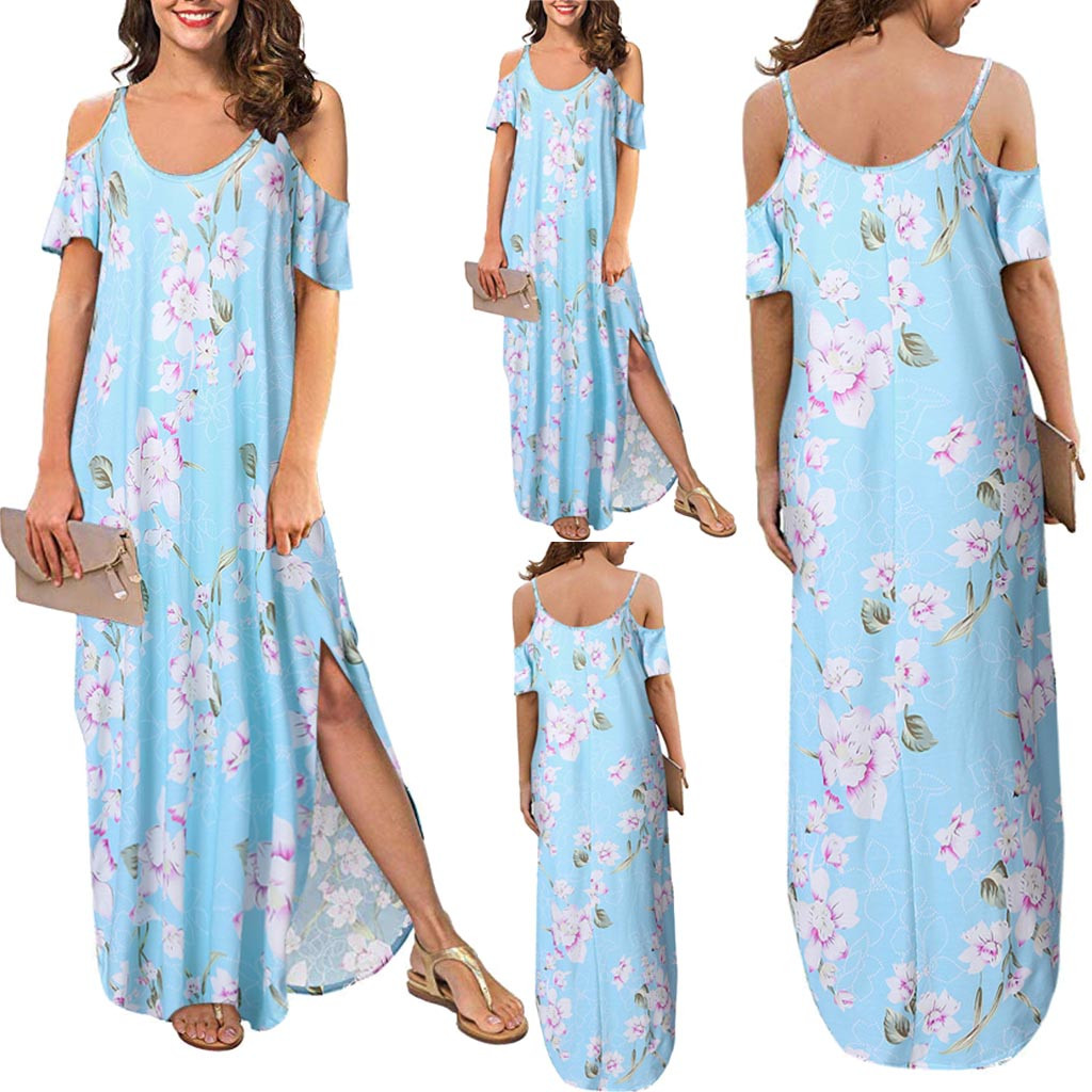 Women Long Dress Strapless Strap Cold Shoulder Short Sleeve Pocket With Dress Women Party Long 2019#G30, Blue
Women Long Dress Strapless Strap Cold Shoulder Short Sleeve Pocket With Dress Women Party Long 2019#G30, Blue