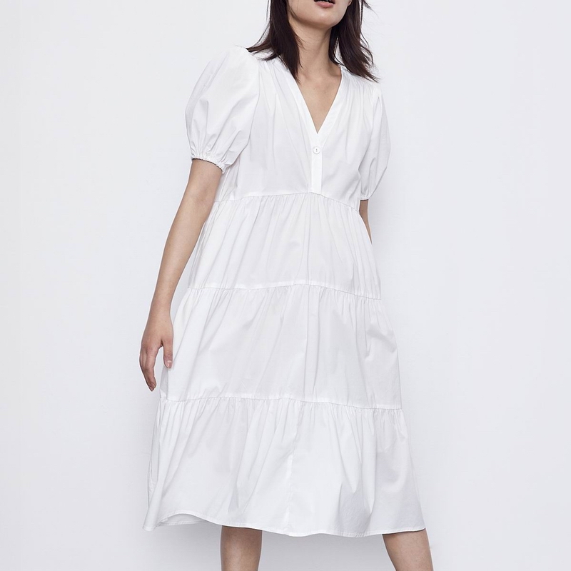 Women White Dress 2020 New Fashion Short Puff Sleeve Mid-Calf Modern Lady Summer Dresses
Women White Dress 2020 New Fashion Short Puff Sleeve Mid-Calf Modern Lady Summer Dresses