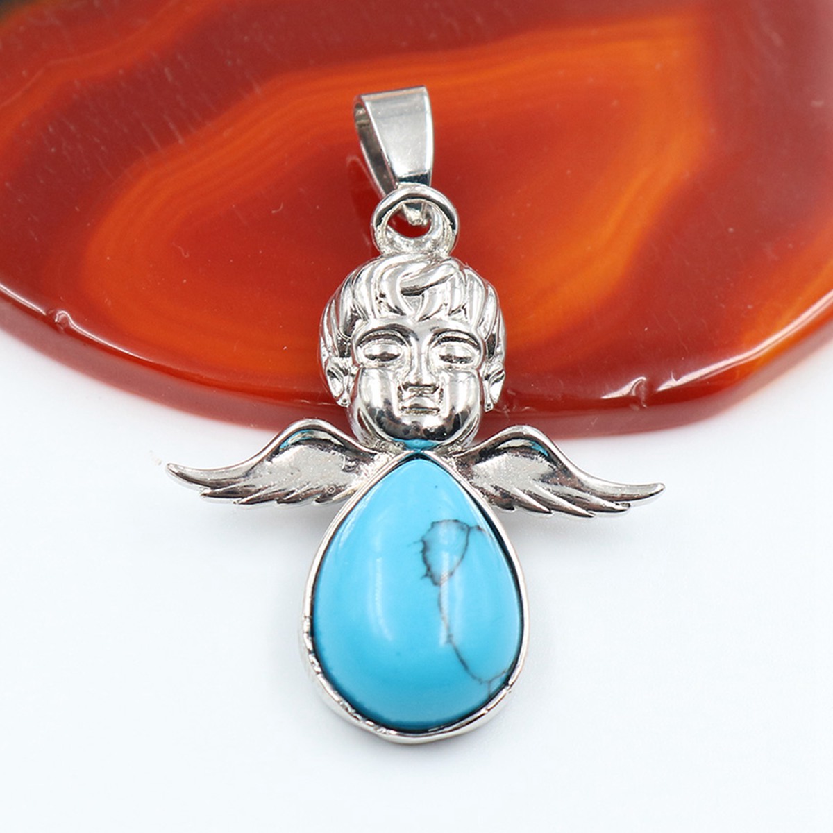 Little Angel Pendant Lady Girl Fashion Sweet Temperament Necklace Stainless Steel Natural Stone