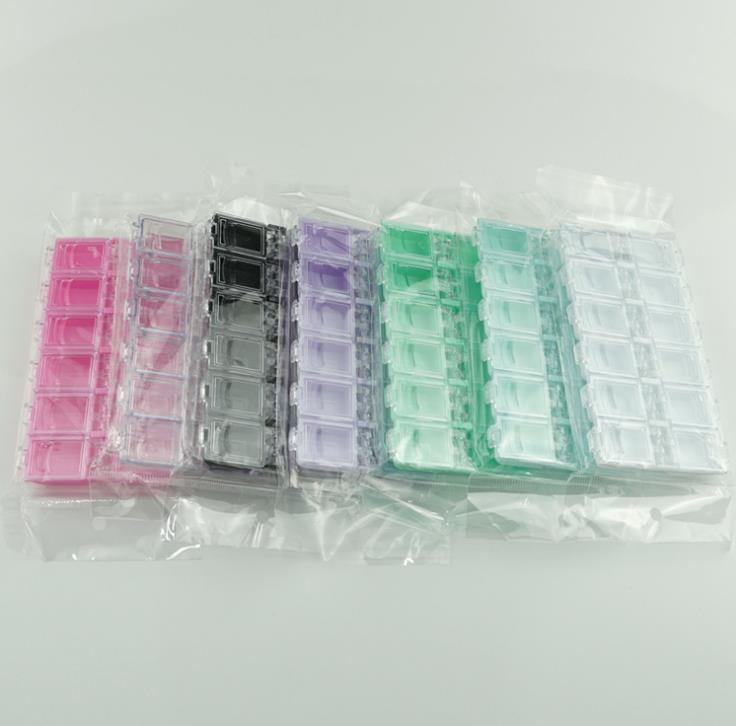 12 Grids Clear Empty Storage Box Rhinestone Acrylic Crystal Beads Jewelry Decoration Nail Art Accessories Pills Container SN513