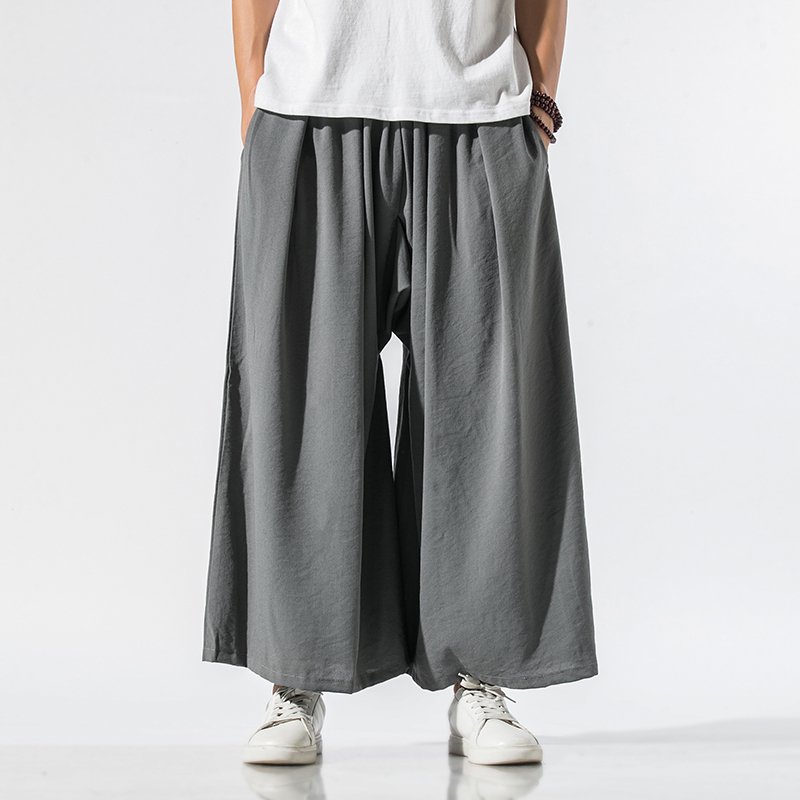 New Male Japan Streetwear Wide Leg Kimono Pant Men Summer Cotton Linen Loose Thin Casual Pant, Black
New Male Japan Streetwear Wide Leg Kimono Pant Men Summer Cotton Linen Loose Thin Casual Pant, Black