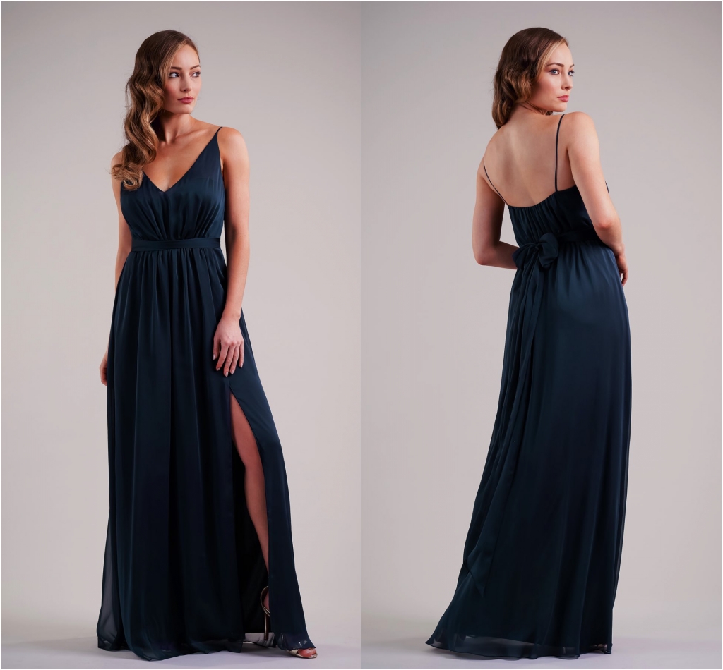 New Jasmine Bridesmaid Dresses Chiffon Sexy V Neck High Split Ruffles Ankle Length Plus Size Maid Of Honor Gowns Wedding Guests Robes
