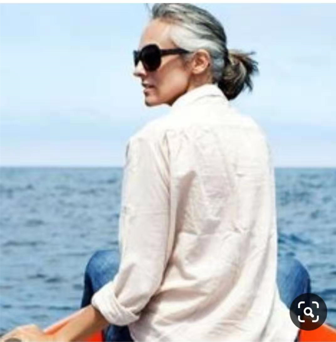 Silver grey human hair ponytail hairpiece, Long gray Dye free natural hightlight salt and pepper gray hair ponytail in a grace flexi
