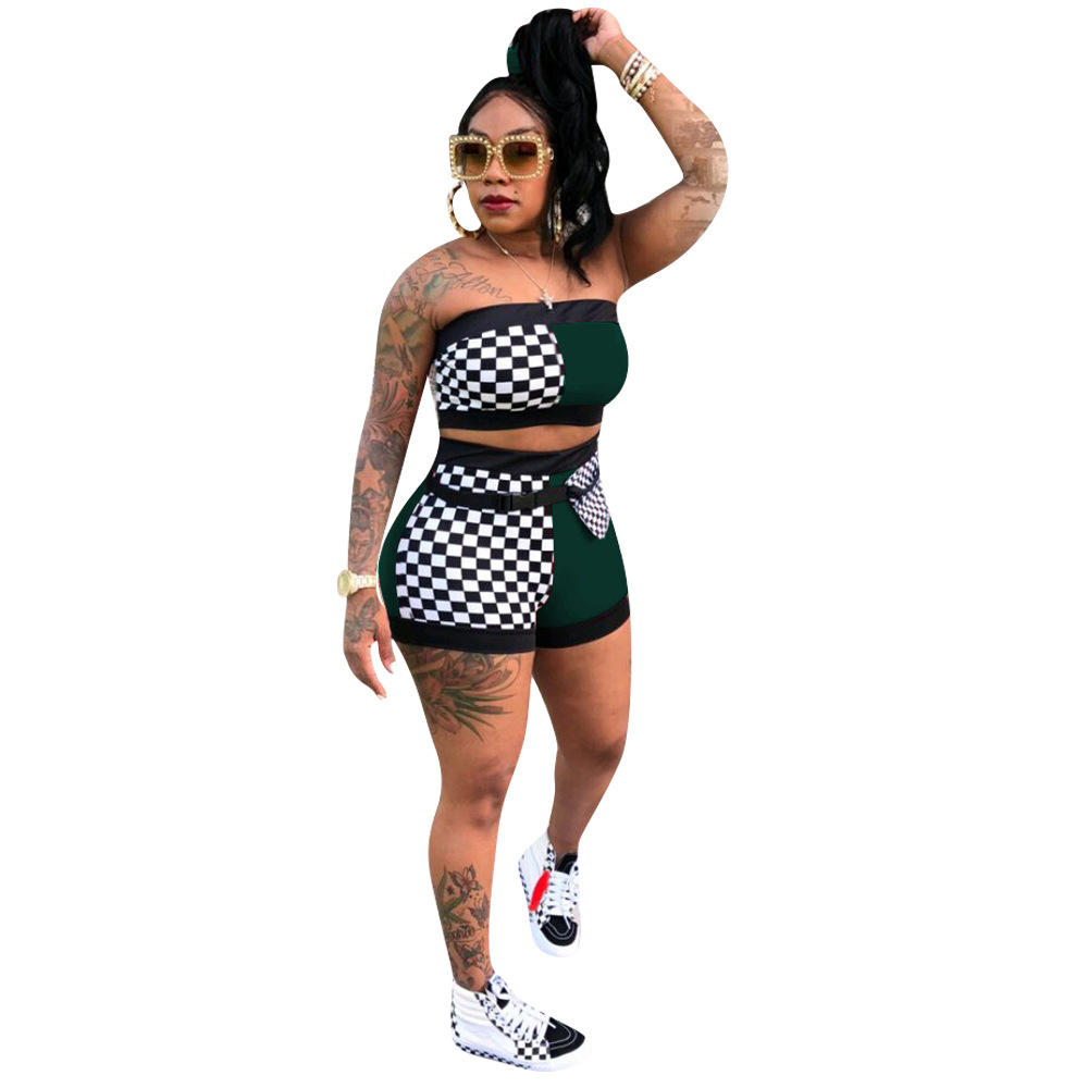 New Summer Women's Plus Size Summer Two Piece Set Crop Top And Shorts Set 2 Piece Set Club Outfits Matching Sets