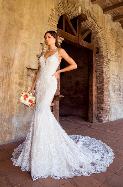 Kitty Chen Lace Mermaid Dresses V Neck Sexy Backless Sweep Train Country Wedding Dress Custom Made Plus Size Boho Bridal Gowns