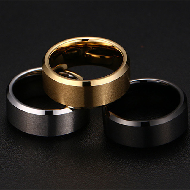 whole 50pcs stainless steel band rings silver gold black width 8mm ring for men women fashion jewelry brand new drop