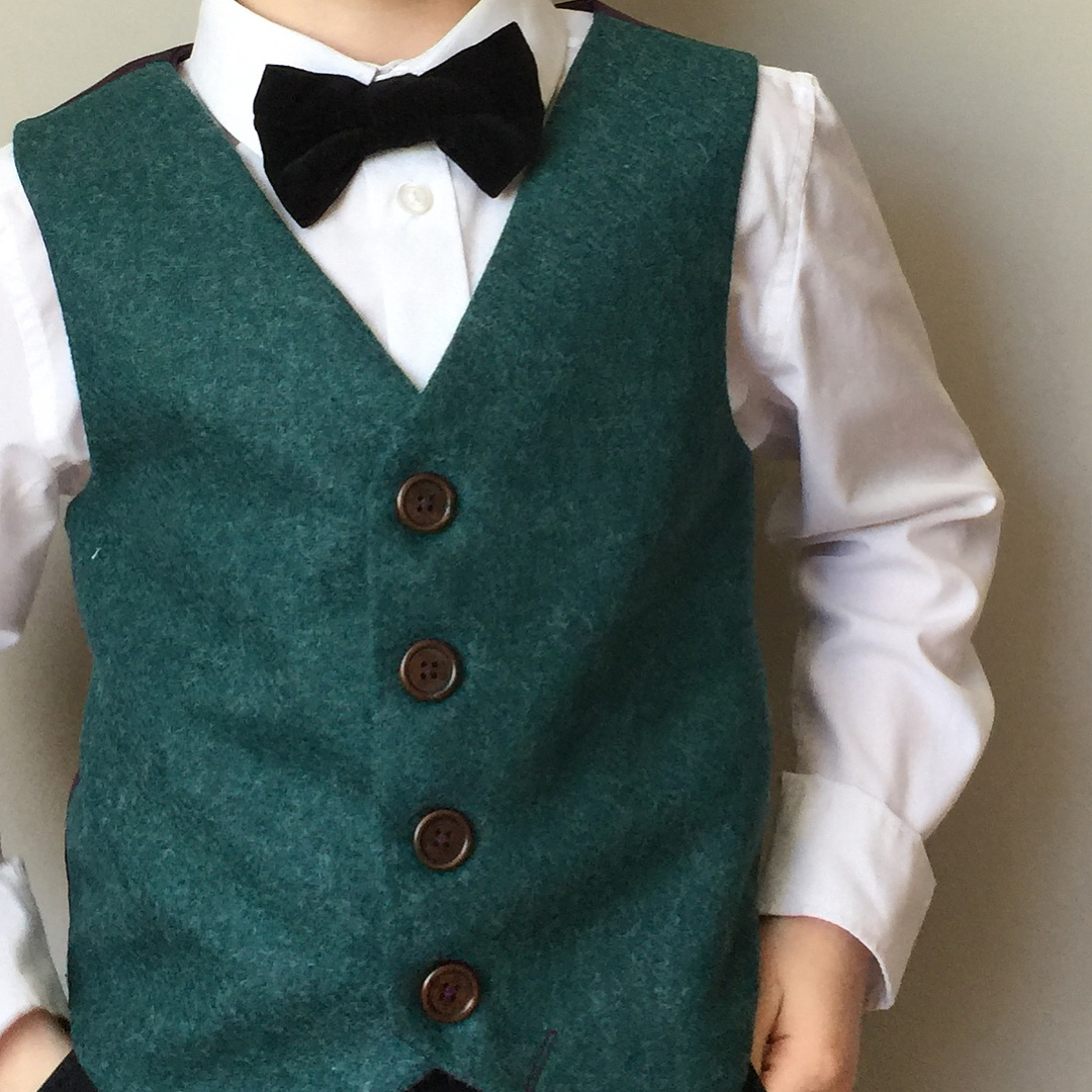 Green Kids Designer Clothes V Neck Boy's Vest For Wedding Custom Made Fashion Party Formal Wear