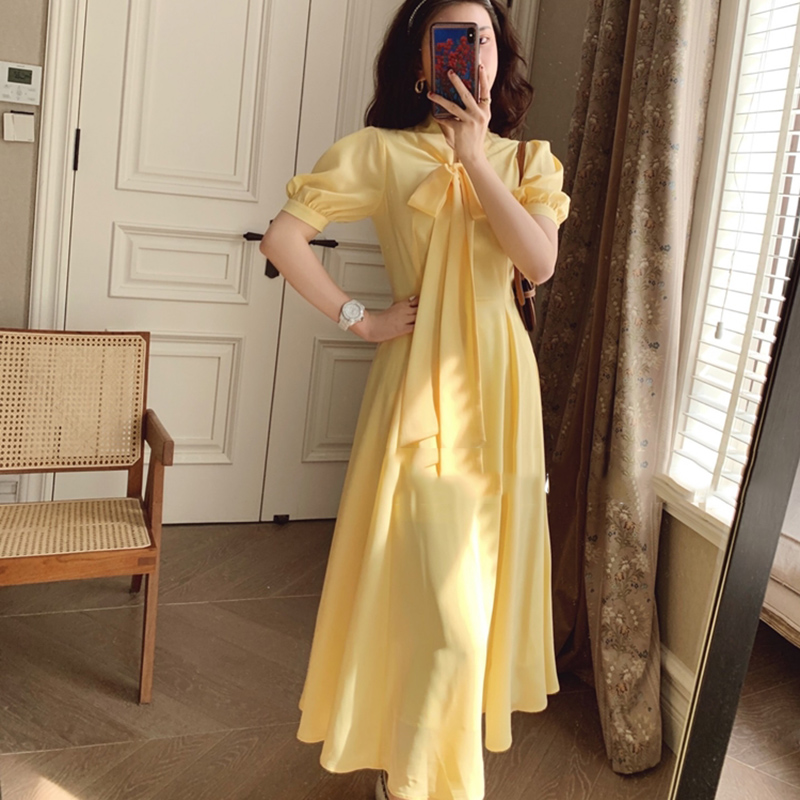 Elegant Ladies Bow tie Collar Dress For Women Summer A-line Short Sleeve Dresses 2020 Vintage Female Party Long Vestidos Femme, Yellow
Elegant Ladies Bow tie Collar Dress For Women Summer A-line Short Sleeve Dresses 2020 Vintage Female Party Long Vestidos Femme, Yellow